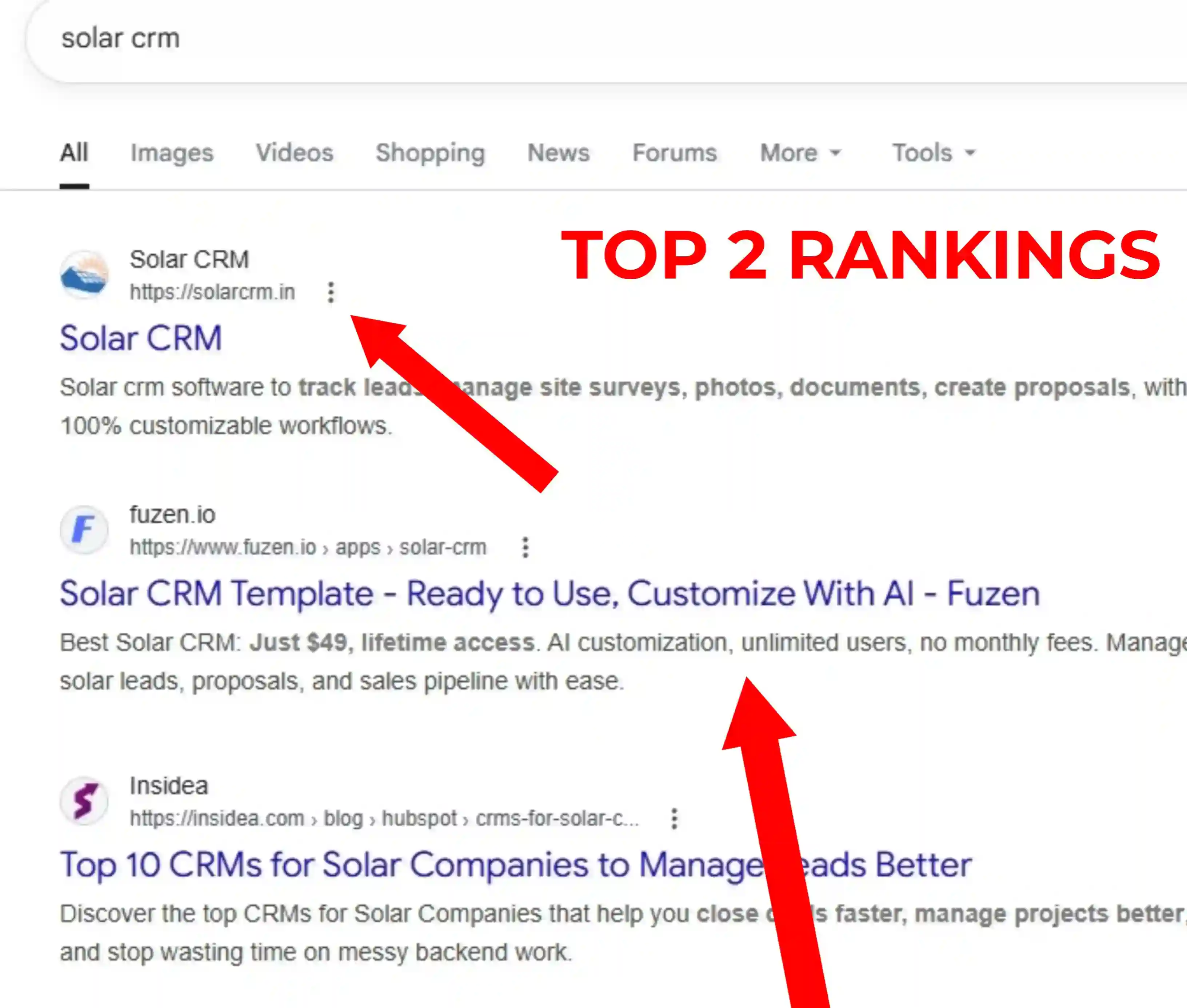 Ranked Website Proof